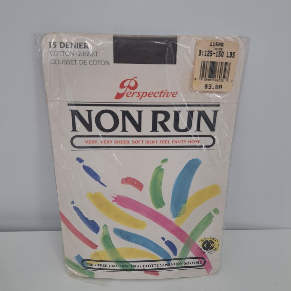 VTG Perspective Non Run Sheer Pantyhose Taupe Size B 15 Denier NIP Retro Hosiery